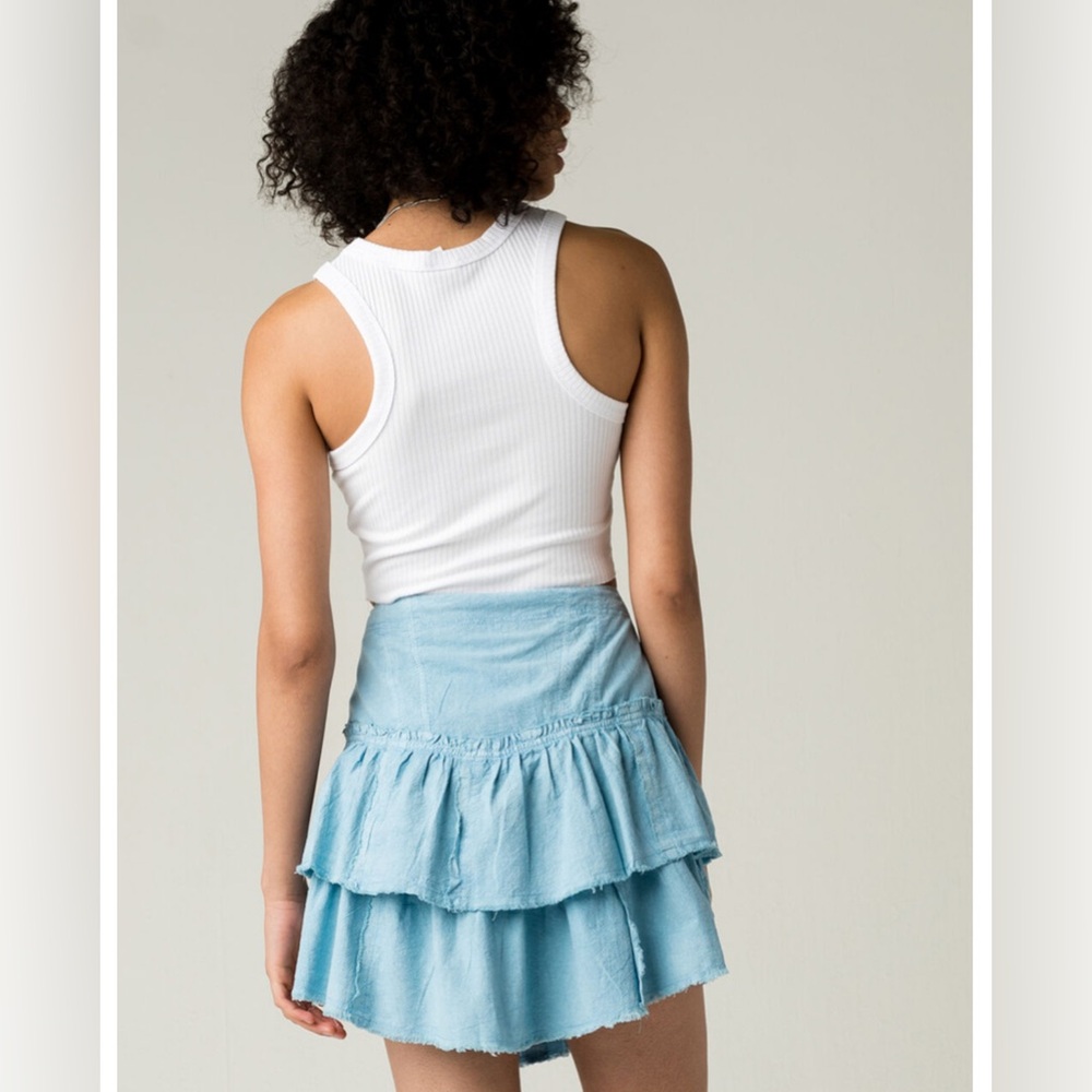 Ruffles In The Sand Denim Skirt - Picture 3 of 11